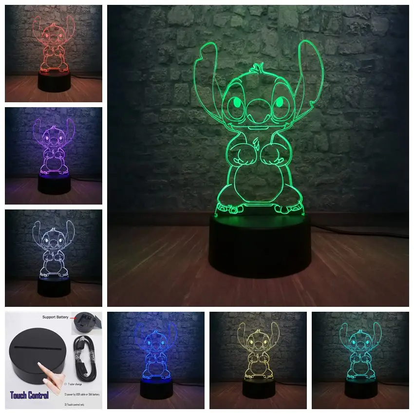 Touch 7 Colors 3D светодиодный светильник для спальни с изображением Минни Микки, настольный ночник, 7 цветов, лампа для украшения детской спальни, подарок для детей, Прямая поставка - Испускаемый цвет: Touch 7 Colors
