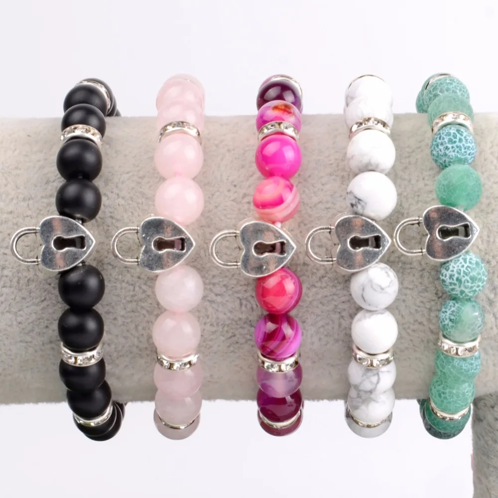 Натуральный камень Зеленый Мороз Агаты Бусы Браслеты и браслеты для женщин замок