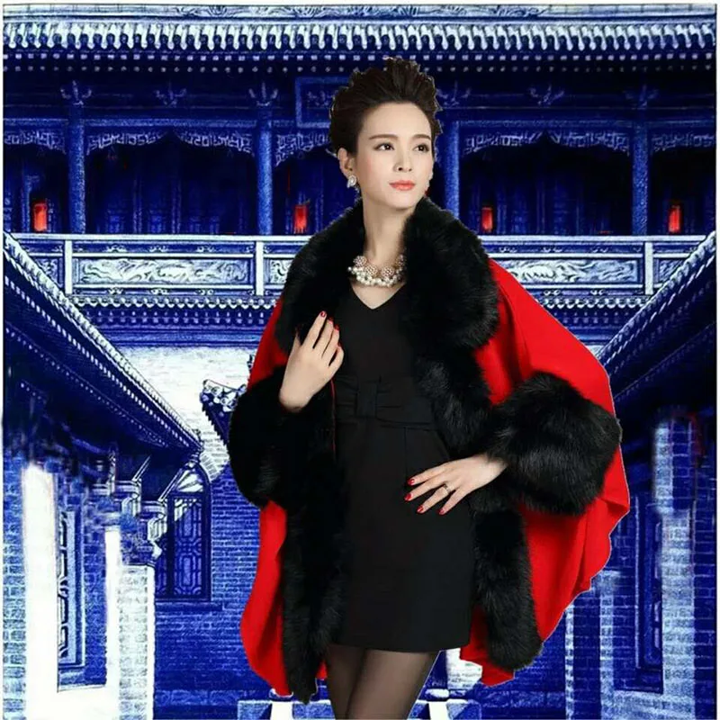 Зимнее длинное модное пальто из искусственного меха накидка вязаная хорошее с