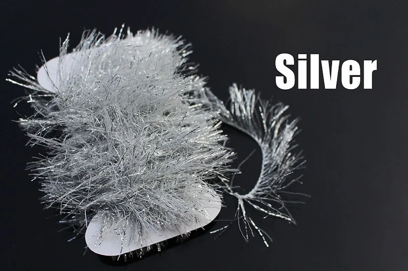 Silver Tigofly 5 карт 25 м ловля нахлыстом мишура синель Кристалл Flash Line Nymph стримеры приманка для ловли нахлыстом материалы - Цвет: Silver
