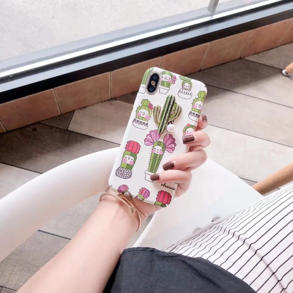 cactus print design cute cartoon stereoscopic cover for apple iphone 6 6s 6P plus iPhone 7 7P 8 8P X soft mobile phone Case |