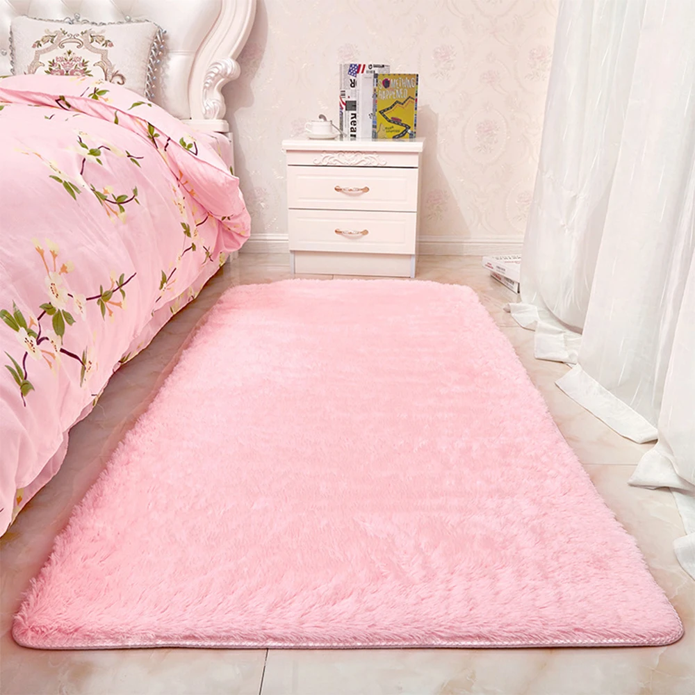 pink Juneiour 1 шт., супер мягкий ковер из шелковой шерсти, современный коврик для помещений, шелковые Коврики для спальни, напольный коврик, Детский ковер, Детский ковер для детской комнаты - Цвет: pink