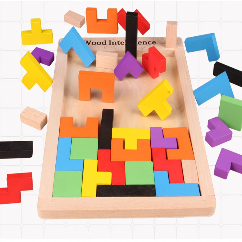 Деревянные головоломки Jenga игры России тетрис Детские обучающие игрушки IQ