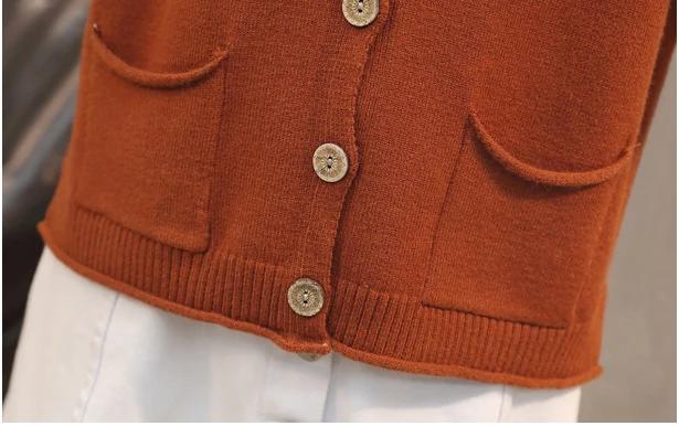 

Autumn solid color single-breasted outer sweater loose long-sleeved V-neck foreign air thin knit cardigan coat sweater A85