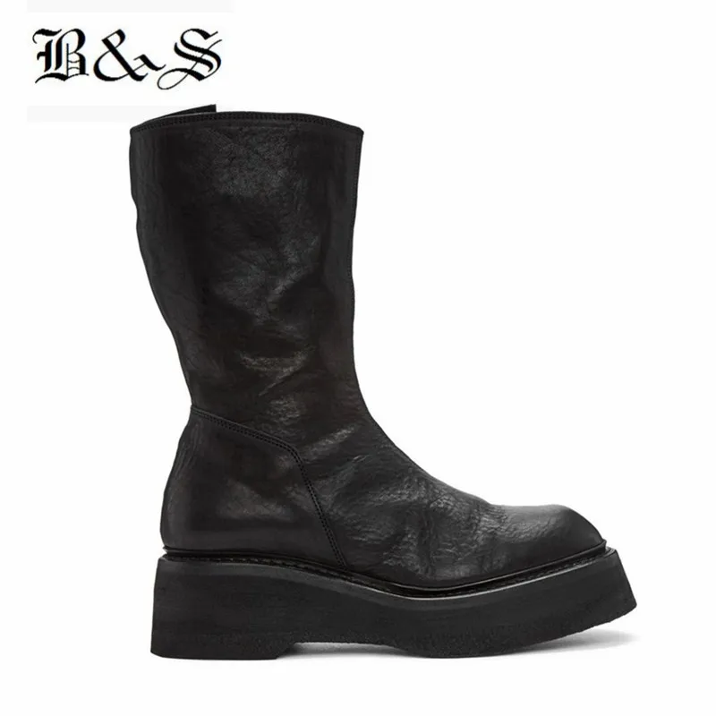 Мужские Винтажные мотоциклетные ботинки Black &amp Street ковбойские из натуральной