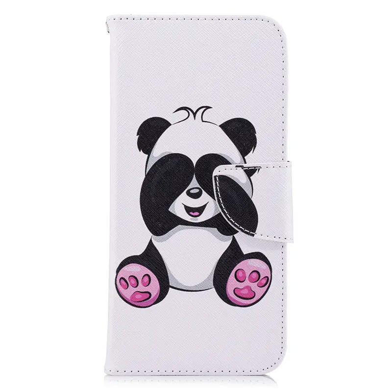 Giant Panda Милый чехол-книжка для телефона huawei Enjoy 7s P30 P20 P10 P9 Lite Mini Y5 II Y6 Y7 Y9 Ретро Capa кожаный чехол-кошелек D07Z - Цвет: Giant Panda