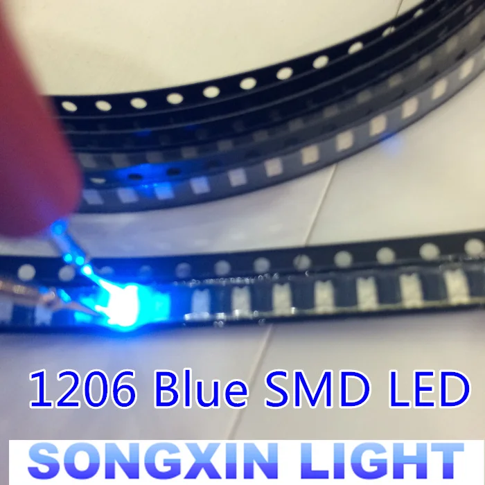 1000 шт Бесплатная доставка 1206 синий светодиодный супер яркий SMD СВЕТОДИОДНЫЙ