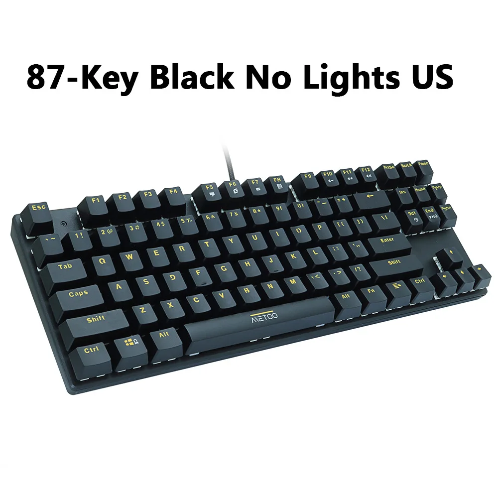 87Black No light US Игровая механическая клавиатура синий/красный светодиодный переключатель с подсветкой 87/104 клавиш Проводная игровая клавиатура с защитой от привидения Русский/Английский для геймеров - Цвет: 87Black No light US