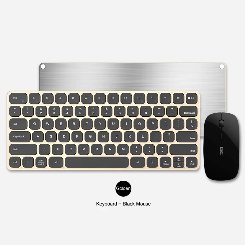 Golden Combo B. O. W Plug and Play перезаряжаемая беспроводная клавиатура и мышь комбо для компьютера с Nano USB Приемником, 78 клавиш, бесшумный дизайн - Цвет: Golden Combo
