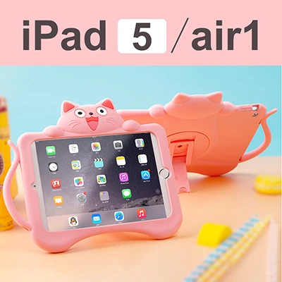 P for ipad air 1 Милый 360 Вращающийся детский чехол для iPad mini 4 Air 1 2 5 6 мягкий силиконовый резиновый чехол для планшета с рисунком кота для IPad 2, 3, 4 - Цвет: P for ipad air 1