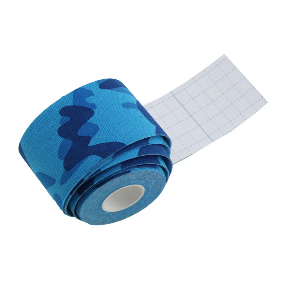 Blue Camo GOBYGO эластичная лента кинезиологическая Атлетическая восстановление спортивный наколенник безопасность для снятия боли в мышцах наколенники Поддержка тренажерного зала фитнес бинт - Цвет: Blue Camo