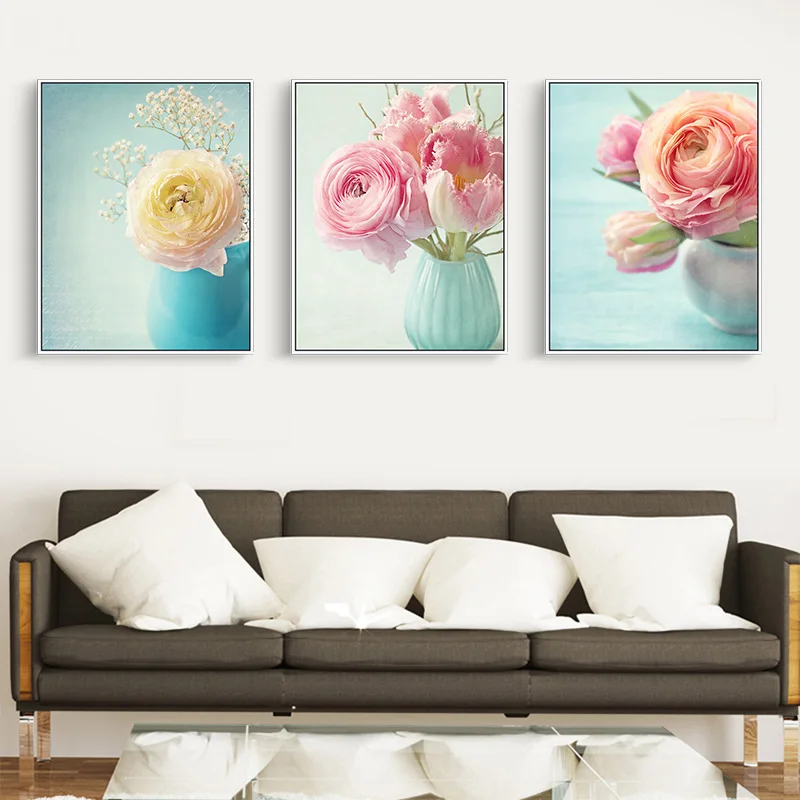 Gohipang Pinky Rose Canvas Oil Painting Modern Art Poster Valentine's Day Prints Lover Present Wall Decoration | Дом и сад