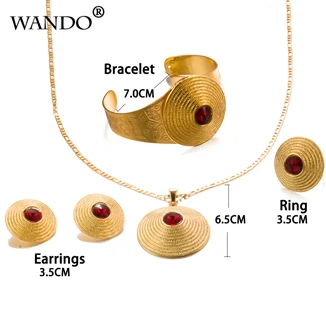 WANDO 24 К золотой цвет ecklace эфиопские серьги Ювелирные наборы Эфиопский нигерийский Свадебный невесты Эритрейская цепочка африканские ювелирные изделия