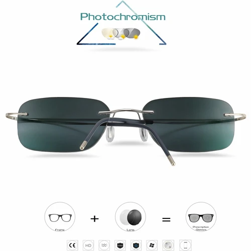 Silver Myopia -4.00 Титан очки без оправы, очки для близорукости, фотохромные очки Для мужчин Для женщин Хамелеон очки с диоптриями-1,0 1,5 2,0 2,5 3,0 - Цвет оправы: Silver Myopia -4.00