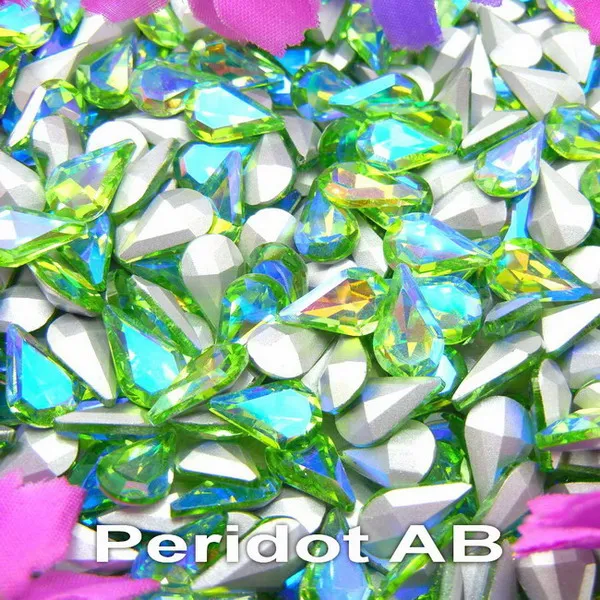 AB цвета 3*6 мм 6*10 мм 8*13 мм капли воды слеза стекло в форме груши Кристаллы Стразы клей на орнамент diy отделка - Цвет: A3 Peridot AB