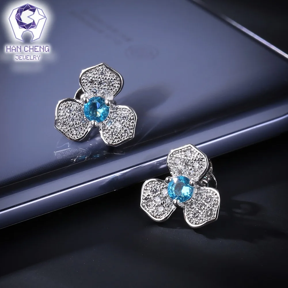 Женские серьги-пусеты HanCheng с серебристым покрытием и стразами из циркония |