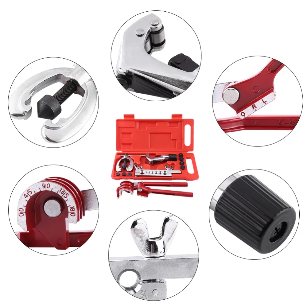 

11pc Copper Brake Fuel Pipe Repair Double Flaring Dies Tool Set Clamp Kit Tube Cutter Bending Tool Set Pipe Flaring Kit