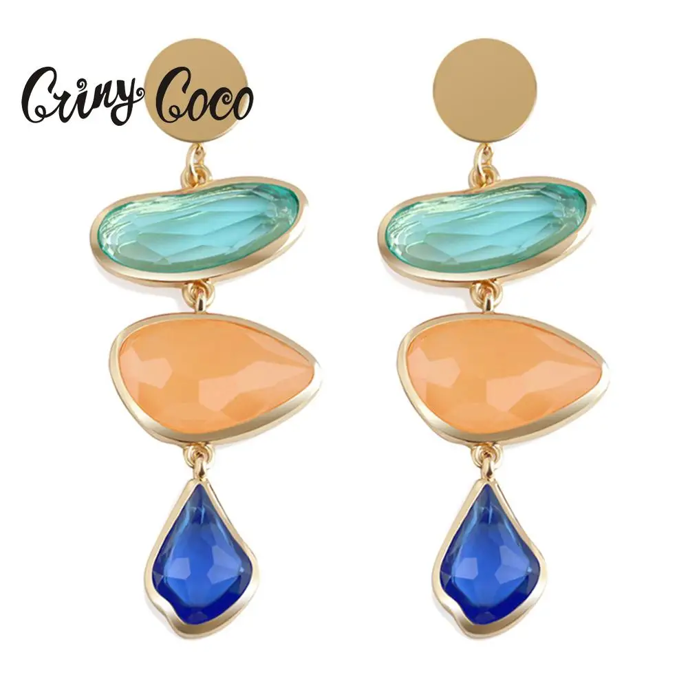 2019 модные большие серьги в форме капли стиле панк для девочек золотого цвета