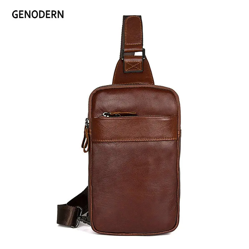 GENODERN сумки на плече груди из натуральной кожи повседневные мужские ремне