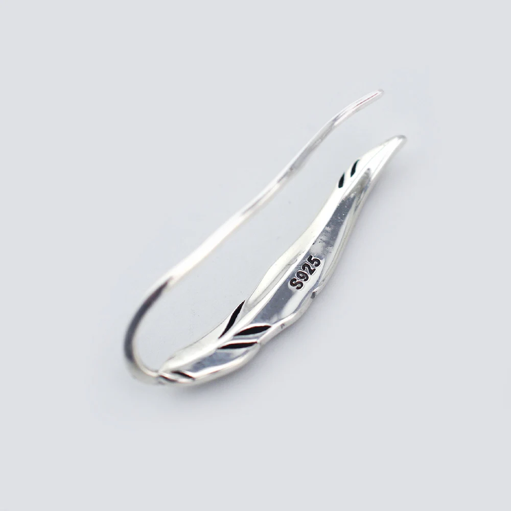 Женские серебряные серьги на гусеничном ходу в стиле ретро с листьями и перьями