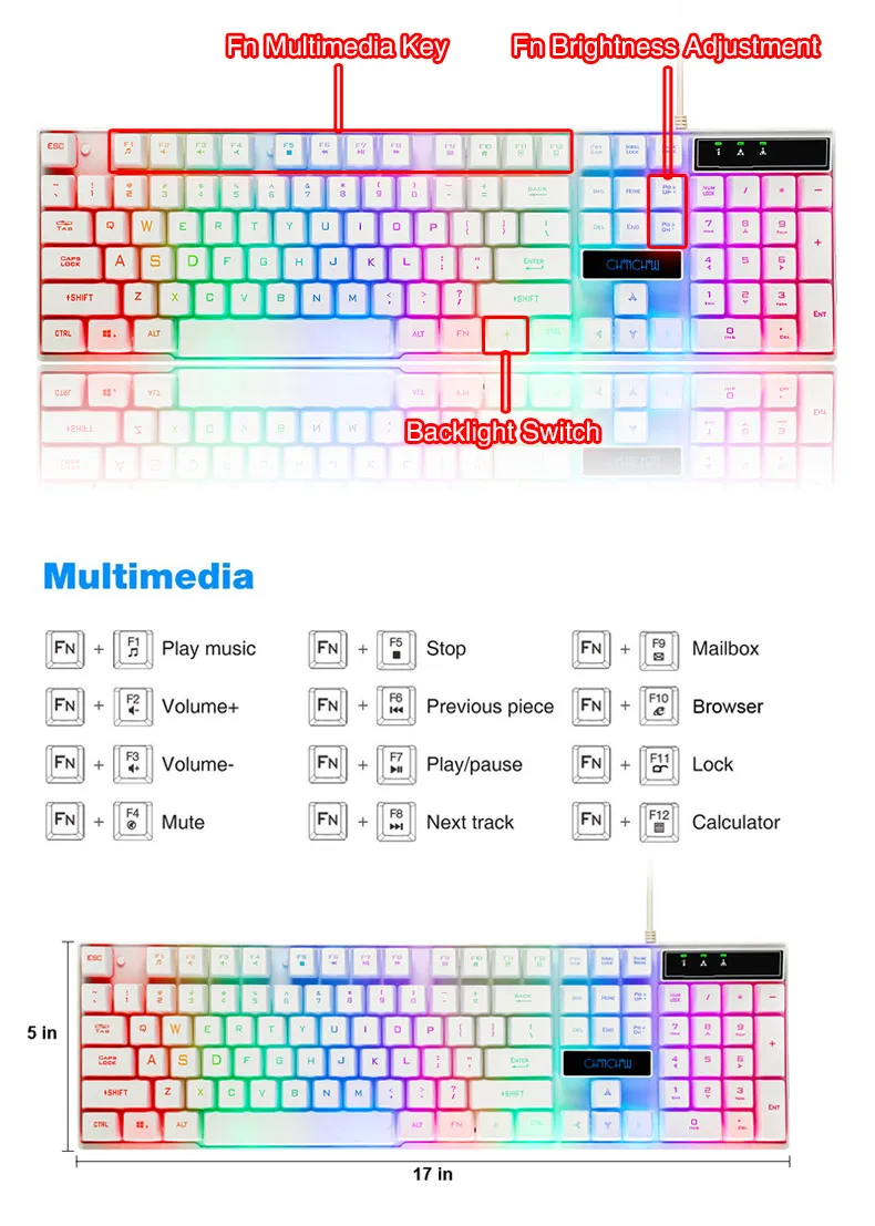 Игровая клавиатура и мышь, комбинированная, светодиодный, с подсветкой, USB, проводная, полноклавишная, профессиональная цветная мышь, 3200 dpi, механическая на ощупь