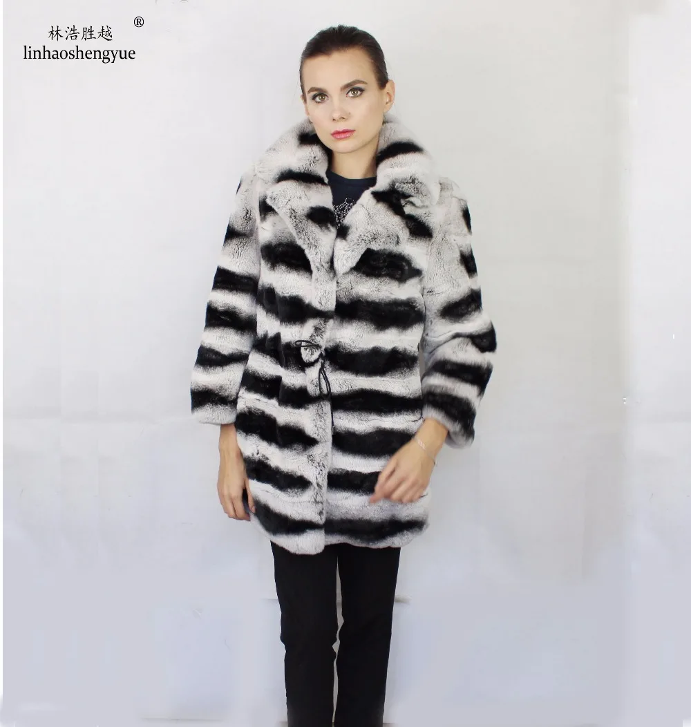 Linhaoshengyue 2017 Real Fur Rex Rabbit Fur Women Coat  Fashion Warm  Winter  Freeshipping