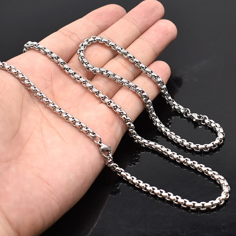 AMUMIU 2 шт.! Цепочка из нержавеющей стали для мужчин и женщин комплект ювелирных