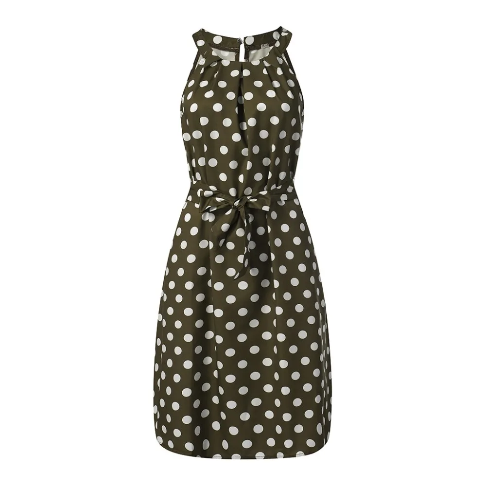 Женское модное платье в горошек без рукавов повседневное свободное макси с