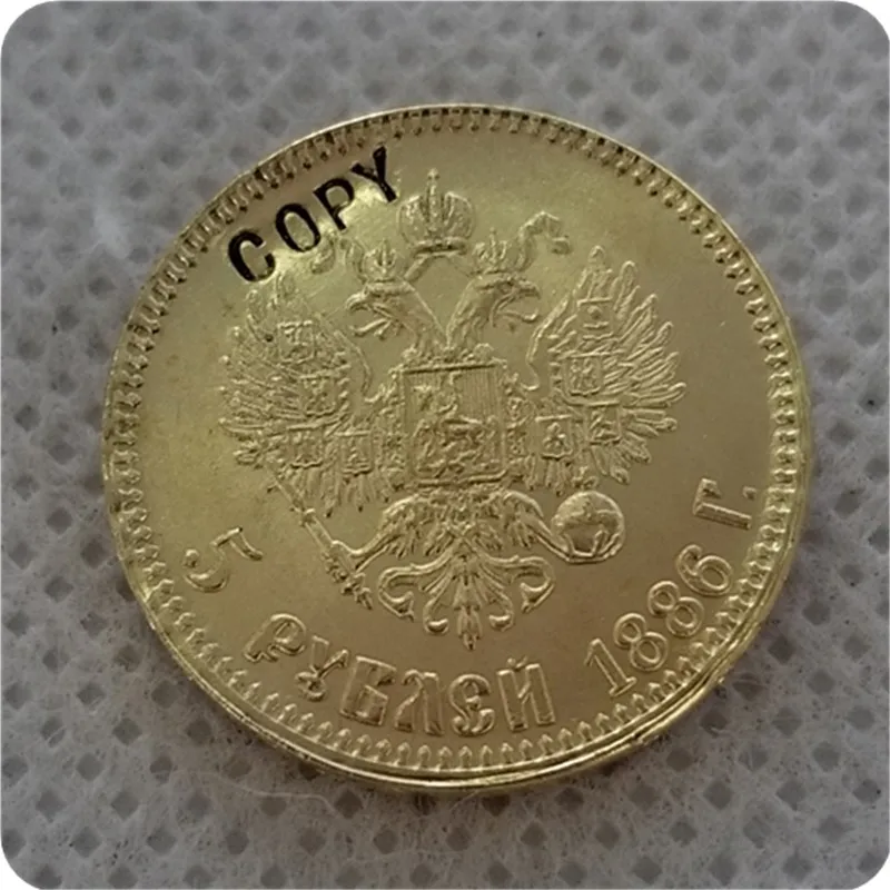 1886 1886-1894 Россия Александер III 5 рублей Золото Имитация монеты памятные монеты-копии монет медаль коллекционные монеты - Цвет: 1886