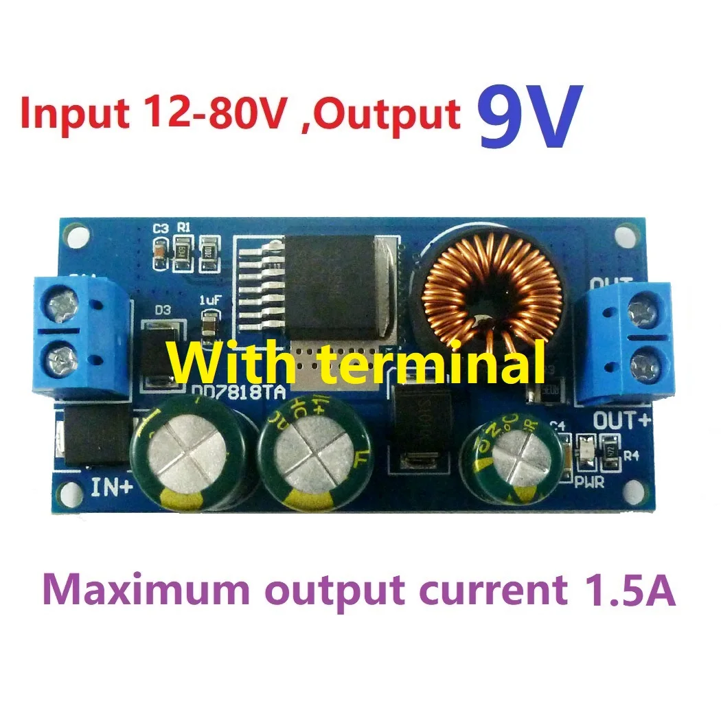 Out 9V With terminal 2x 2.1A 8-80 В до 15 в 12 В 9 в 6 в 5 в 3,3 В HV DC-DC преобразователь понижающий модуль питания для электровелосипеда свинцово-кислотные батареи автомобильные солнечные - Цвет: Out 9V With terminal