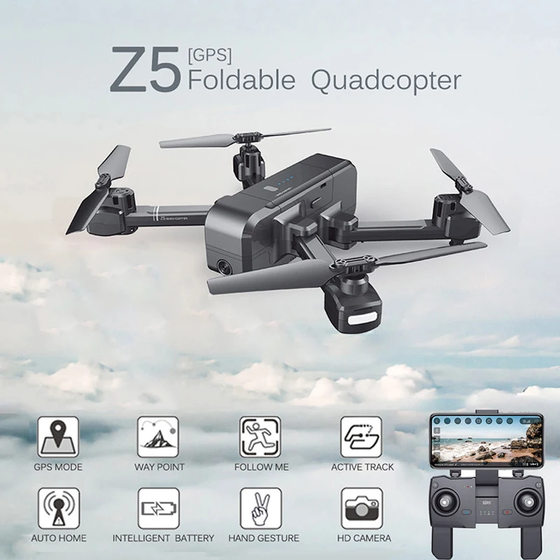Радиоуправляемый вертолет гоночный Дрон GPS с Wi Fi FPV 1080P HD камера Квадрокоптер