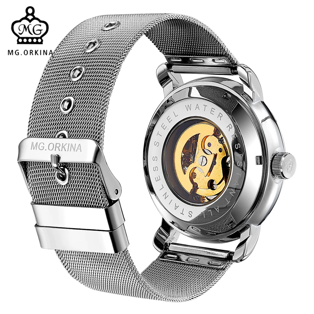ORKINA мужские часы Топ бренд класса люкс Золотой Скелет автоматические