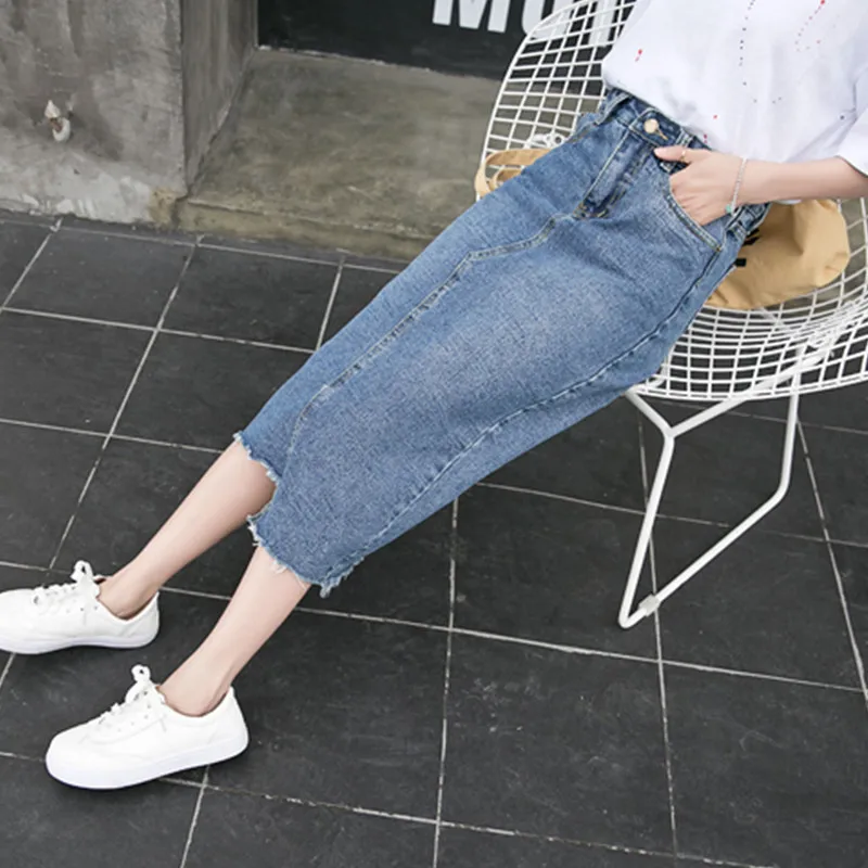 Женская винтажная джинсовая юбка на пуговицах с высокой талией синие облегающие