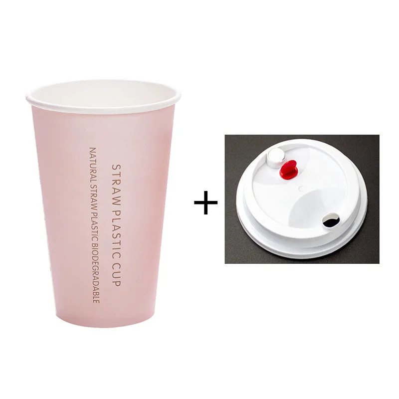 cup and lid 50 шт. розовая Одноразовая чашка для чая вечерние на день рождения свадебные сувениры креативные холодные и бумажные стаканчики для напитков кофе чай Упаковка кружки с крышками - Цвет: cup and lid