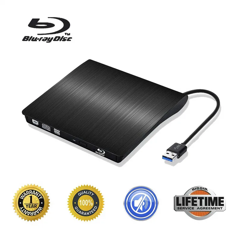 Черный USB 3,0 Bluray привод CD DVD RW ГОРЕЛКА писатель Blu ray BD-R плеер оптический привод для ноутбука hp Macbook окно 10 - Цвет: Черный