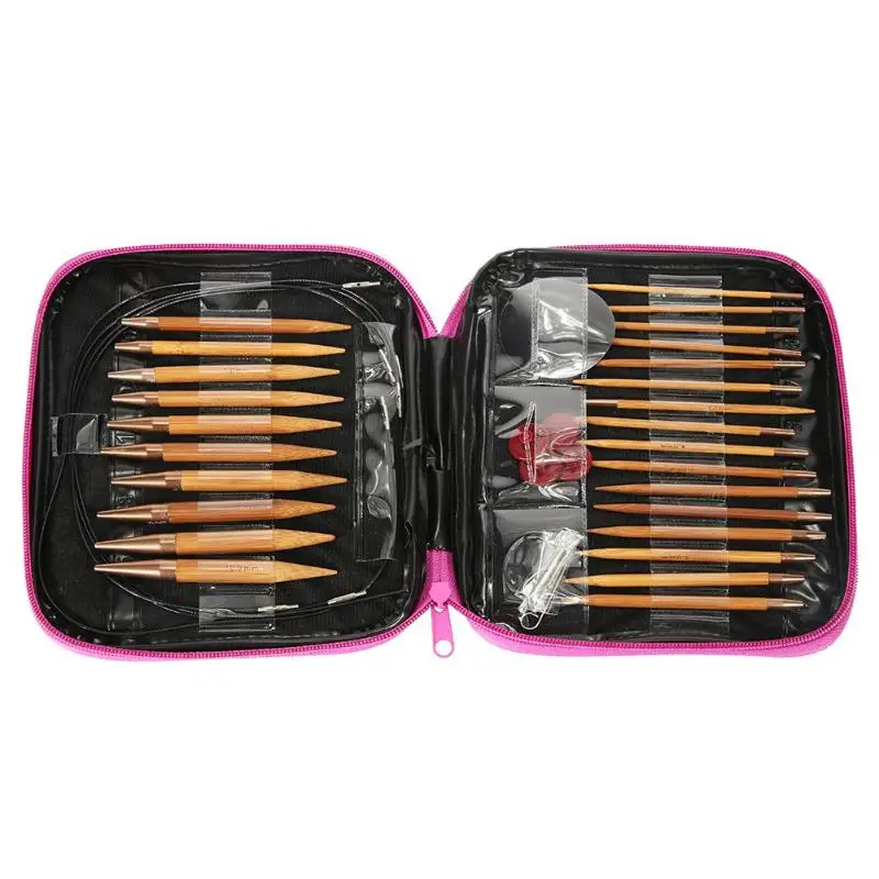 26Pcs rose bag 12/20/26 шт. алюминиевый круговой Kntting иглы кольцо комплект крючком комплект вплетать в пряжу Вязание инструменты, Швейные аксессуары - Цвет: 26Pcs rose bag