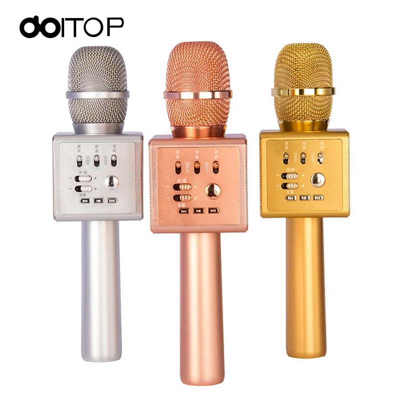 DOITOP Bluetooth KTV Magic Voice Change двойной динамик микрофон металлические микрофоны для