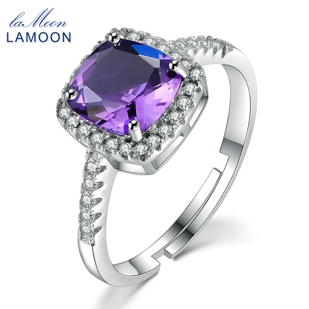 Ламон 7 мм 1.5ct натуральный квадратной огранки фиолетовый аметист 925 пробы Серебряное обручальное кольцо для женщин ювелирные изделия S925 LMRI039