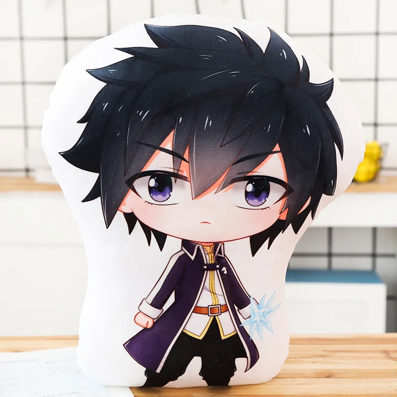 Аниме «Fairy Tail», «Подушка игрушка Нацу Люси Эрза серый Мягкие плюшевые куклы двухсторонний чехол для костюмированной вечеринки 45 см для подарка