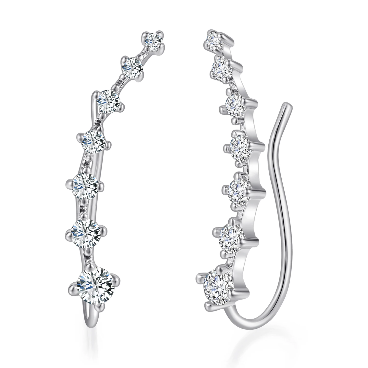 WhiteGold Clear Long Длинные серьги-гвоздики с ушным крюком для женщин, набор из 7 шт. CZ розового золота, модные ювелирные изделия E534 E548 E527 - Окраска металла: WhiteGold Clear Long