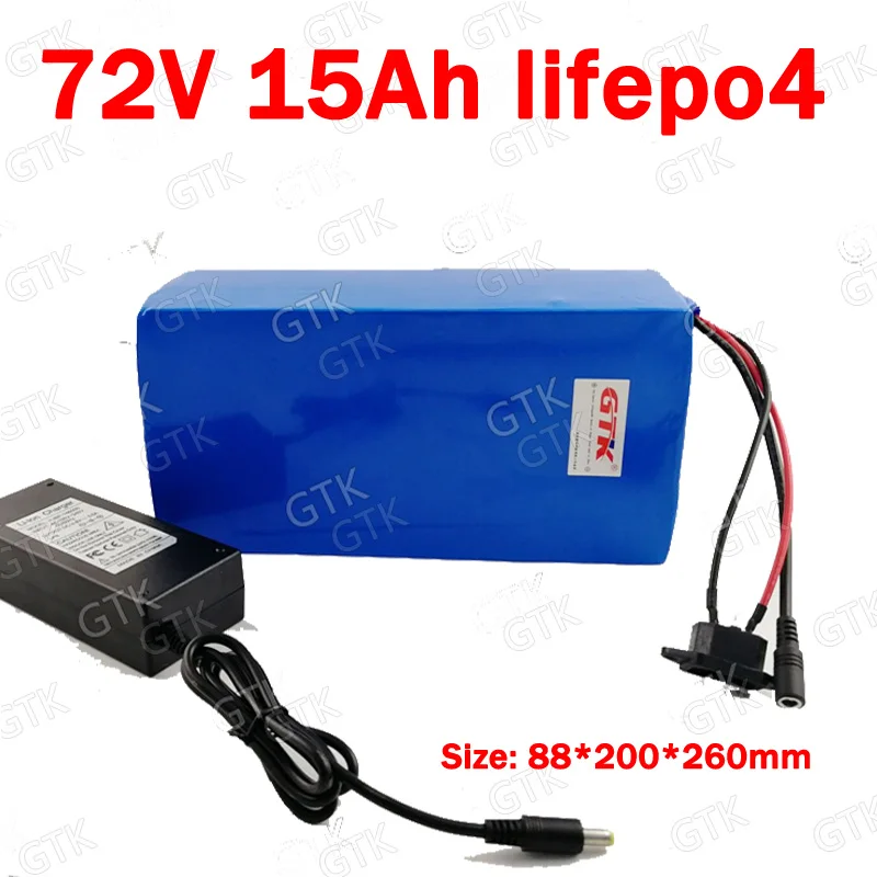 GTK литиевая батарея 72v 15Ah lifepo4 глубокого цикла с BMS для 1500w 2000w велосипед Скутер