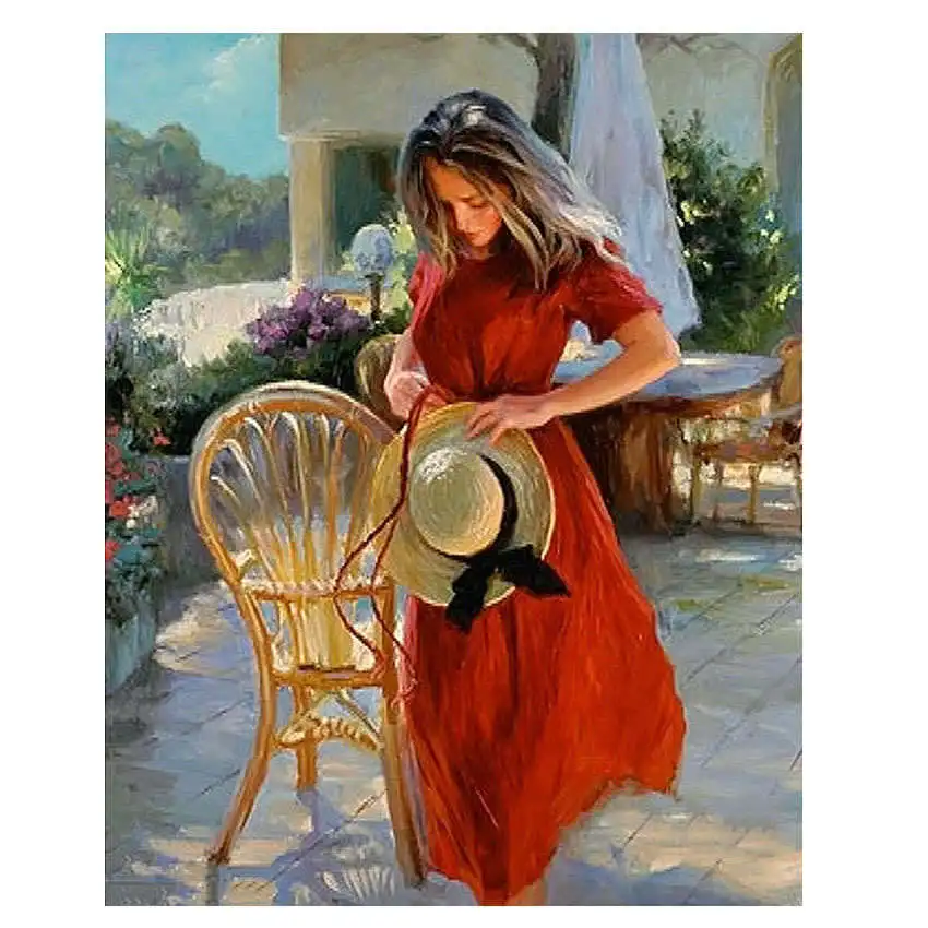 woman Painting DIY Рисование на холсте для украшения дома, рисование по номерам 40x50 см, алоэ краска количество наборы - Цвет: woman Painting