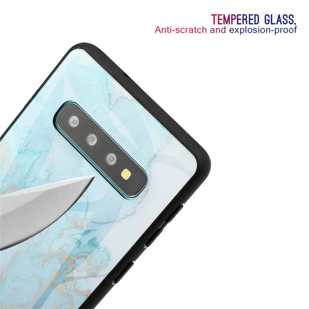 Роскошный Мраморный чехол из закаленного стекла для Samsung Galaxy S10 S9 S8 Plus Гранитная