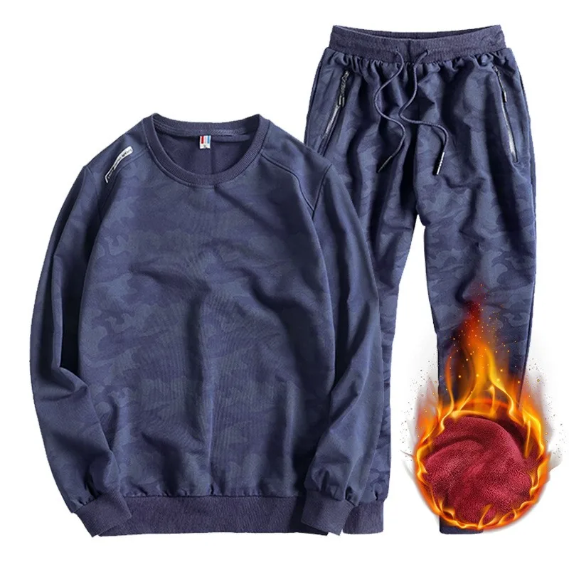 Мужской зимний теплый спортивный костюм с флисовой подкладкой повседневный