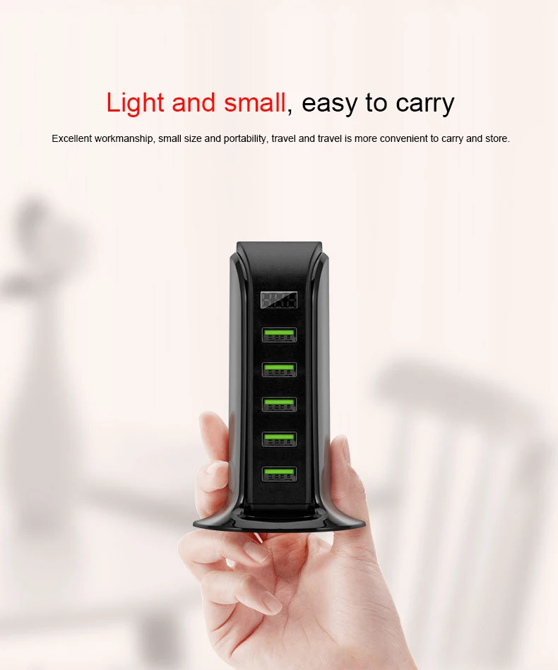 5 портов usb-хаб светодиодный дисплей зарядное устройство EU/US Plug мульти док-станция для зарядки с USB универсальный мобильный телефон настольное настенное зарядное устройство для дома