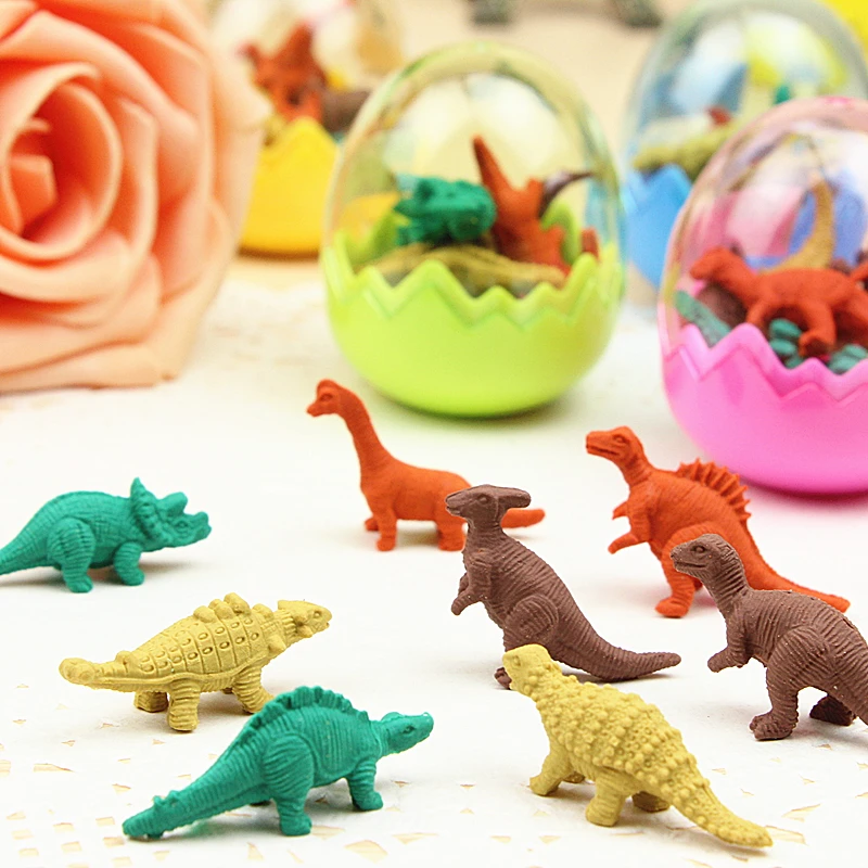 8pcs/set Creative Dinosaur Eraser Mini Cute Rubber Kawaii Students Stationery Kids Gifts School Office Correction Supplies | Канцтовары