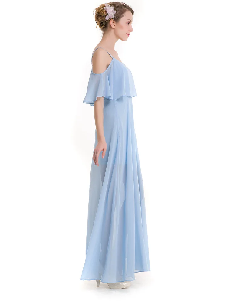 Женское шифоновое платье до щиколотки длинные платья размера XXXL синего цвета