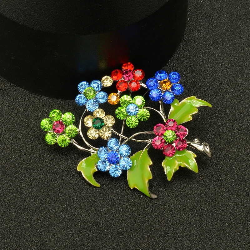 Новинка 2019 красивый яркий хрустальный цветок брошь булавка в виде букета Дешевые