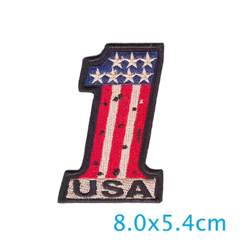 Модная мультяшная нашивка с вышивкой глиф Винтаж &quotСША&quot #1 флаг/гордость байкер
