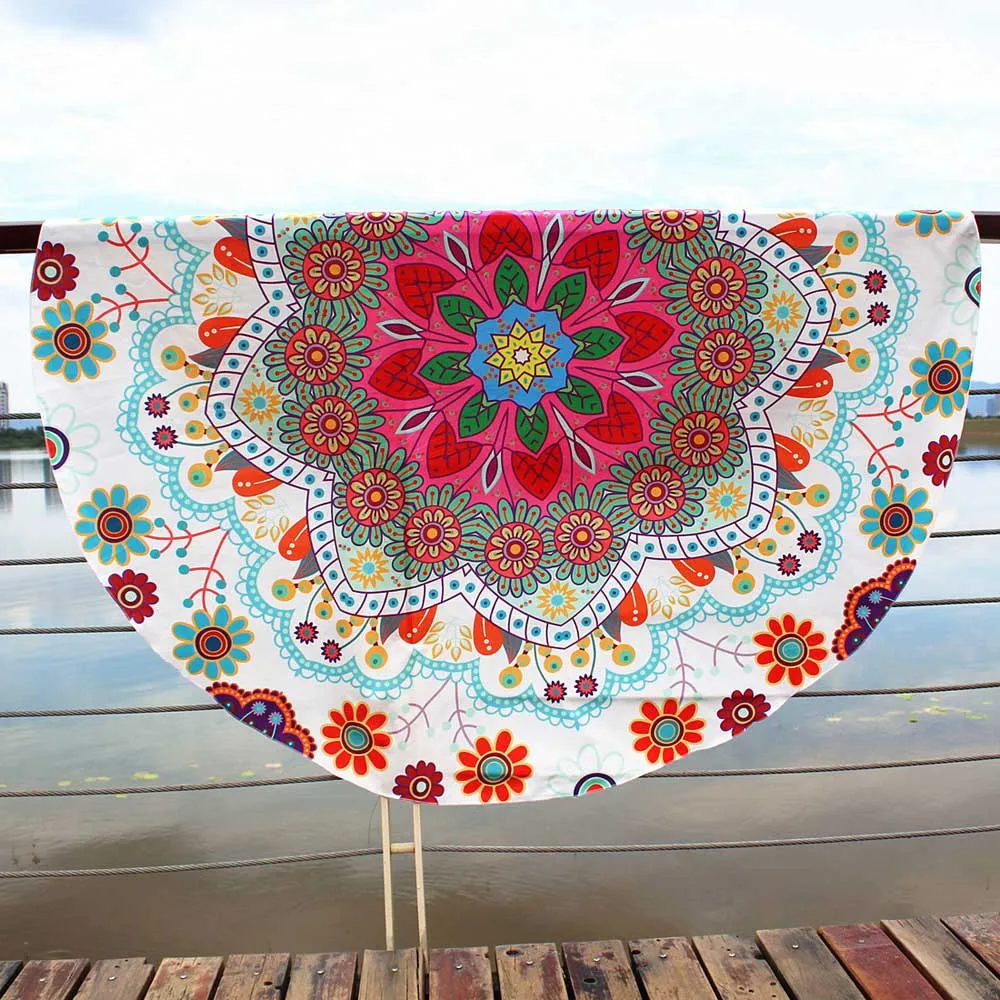 Канкоолд Лотос хиппи Круглый Гобелен модные цветы Пляжный пледы Подушка лето